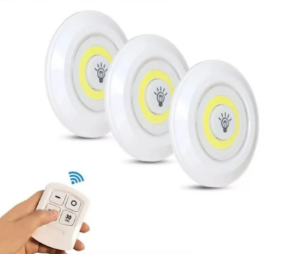 Kit 3 Lâmpada Luminária Led Spot Sem Fio Controle Remoto Iluminação Casa Jardim Armário