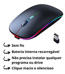 Mouse Sem Fio Optico Silencioso Ergonômico Recarregável Led RGB USB Wirelless 2.4ghz