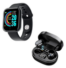 Kit Fones de ouvido sem fio e Relógio Smart Watch para homens e mulheres Atender chamadas telefônicas