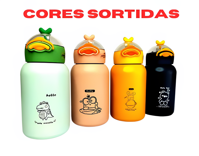 Garrafa Térmica Infantil Inox com Canudo 480ML