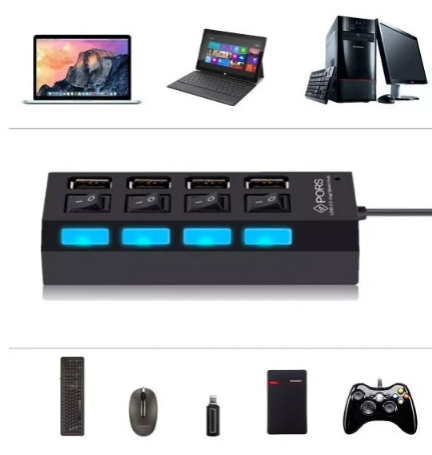 Extensor USB com 4 Portas 2.0 Prático para Aumentar a Conectividade de Dispositivos Domésticos