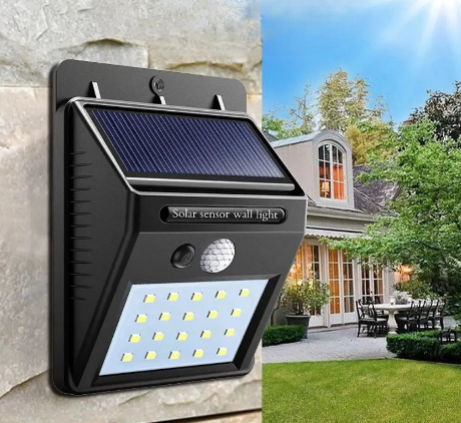 Luminária Solar com Sensor de Presença Automático e 20LED Iluminação Externa Eficiente