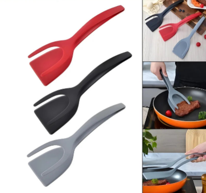 Kit com 2 ou 3 Espátulas de Silicone Multiuso com Palito para Ovos, Bife, Panqueca e Tapioca