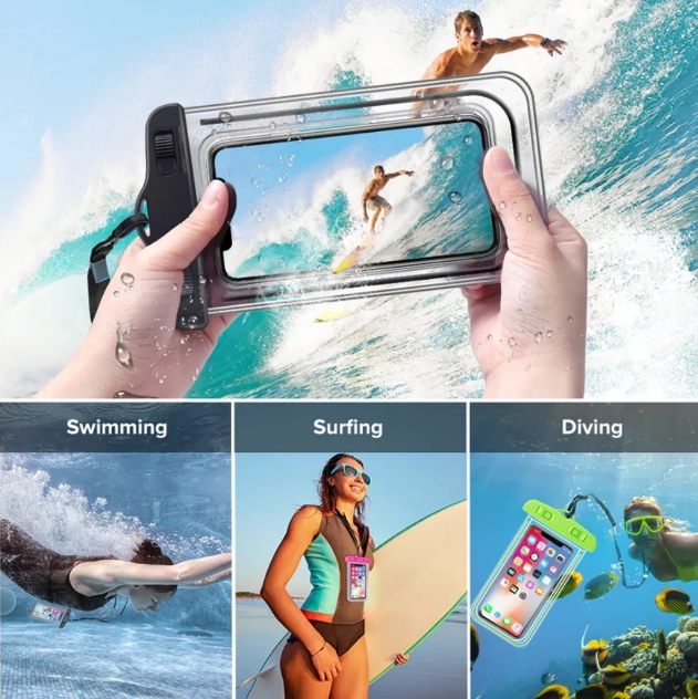 Capa de celular à prova d'água e chuva para mergulhos
