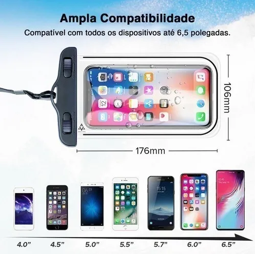 Capa de celular à prova d'água e chuva para mergulhos