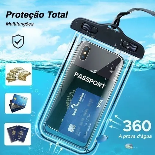 Capa de celular à prova d'água e chuva para mergulhos