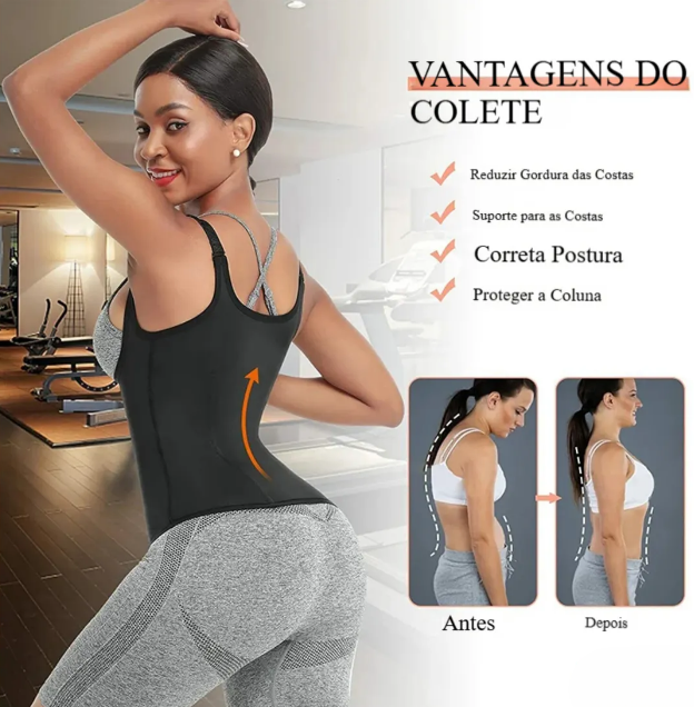 Cinta Modeladora de Cintura Dupla Compreensão Redutor de Medidas Zíper Preta