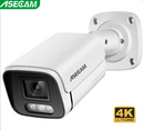 Nova câmera IP 4K de 8 MP com áudio externo POE H.265 Onvif Metal Bullet CCTV Home Câmera de segurança com visão noturna colorida de 4 MP