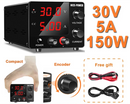 Fonte de alimentação de bancada 300W 150W Fonte de bancada 30V 10A 5A Power Bank Noberak Laboratory Fonte de alimentação DC ajustável com chave