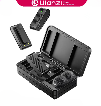 Microfone de lapela sem fio Ulanzi A100 profissional com 20 m de comprimento e gravação de áudio e vídeo para iPhone 16/15 e câmera de celular Android