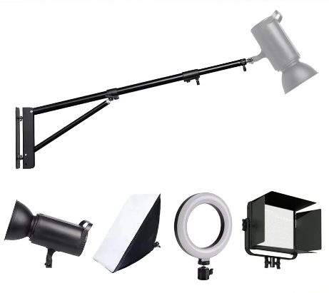 Suporte de braço de projeção de parede pesada de 170 cm e 135 cm para estúdio fotográfico, softbox, luzes estroboscópicas de vídeo