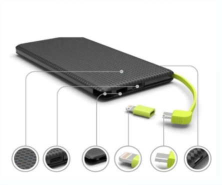 Carregador portátil Power Bank 10000 mAh compatível com Slim V8, preto e branco, carregamento rápido