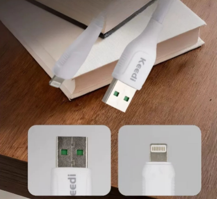 Cabo carregador universal Keedi 1 Metro Tipo C V8 USB Lightning para celular Smartphone Tablet Android iPhone Carregamento rápido Sincronização