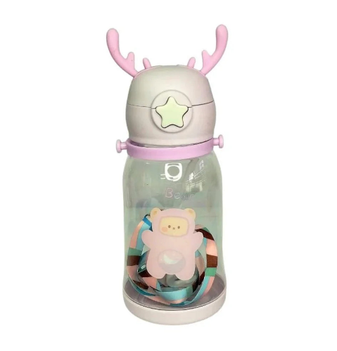 Garrafa Infantil de Água Alce Portátil Com Desenho Multicolorido