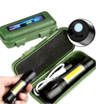 Mini Lanterna Cordinha Tática, USB, luz forte, portatil, Led E Zoom Recarregável