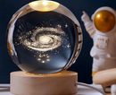 Luminária Cristal De Mesa Bola de Cristal Planeta Terra, Lua, Galáxia e Sistema Solar LED Base De Madeira Decoração