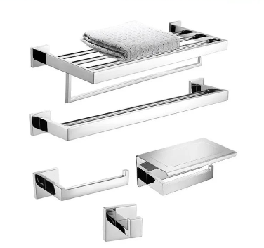 Acessórios para banheiro em aço inoxidável, espelho, cromado, polido, toalheiro, suporte para papel higiênico, barra de toalha, gancho, acessórios para banheiro