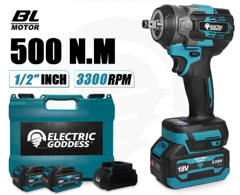 Conjunto de chaves elétricas sem escova EGOD de 1/2'' de alta potência, 500 N.M, para remoção de pneus soltos, ferramentas elétricas para reparo de pneus de carro, para bateria Makita de 18 V