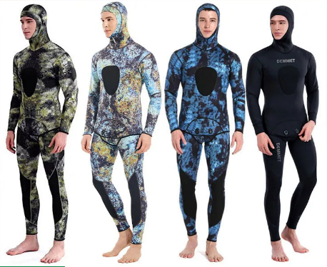 Roupa de mergulho camuflada HOT 3mm, roupa de pesca submarina, mergulho, manga comprida, fissão de neoprene, submersível, para homens, manter aquecido, tops e calças