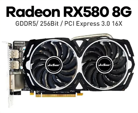 JIESHUO Original Radeon RX750, RX580, RX590 8GB Placa de Vídeo 256Bit 2048SP GDDR5 Memória Placa de Videogame PCIE3.0x16 DVI DP para Computador Desktop