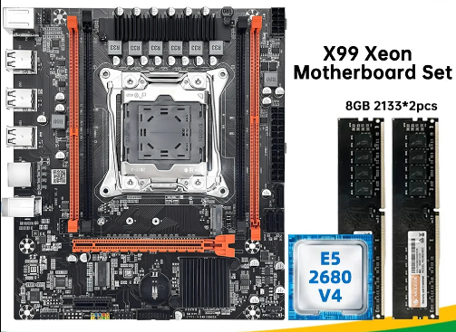 Placa-mãe SOYO X99 para jogos com processador Xeon LGA2011-3 2680 V4 e 16 GB de memória RAM DDR4 de 2133 MHz (2x8 GB) para computadores desktop.