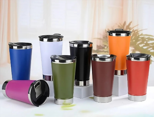 SKYTUR STORE Copo Térmico 473ml COM TAMPA E Abridor Inox Para Cerveja Quente e Gelada