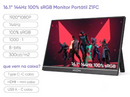 Monitor Gamer ARZOPA de 16,1 polegadas, 100% sRGB, 144Hz, Portátil, para Laptop, com Porta USB-C e Mini HDMI, Compatível com PS4/5, Steam Deck, Switch, PC e Mac.