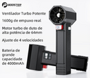 Ventilador Turbo Portátil Booster com Iluminação LED, Soprador de Ar Potente, Sem Escovas, Durável, Alta Velocidade, Potente, 4000mA, 1600g