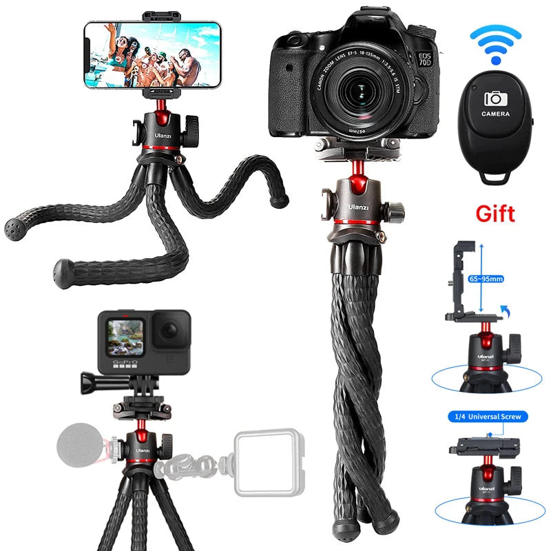 Ulanzi MT-11 Mini Tripé Polvo Flexível para GoPro iPhone Smartphone DSLR Câmera SLR Vlog Bastão de Selfie Portátil 2 em 1 Tripé