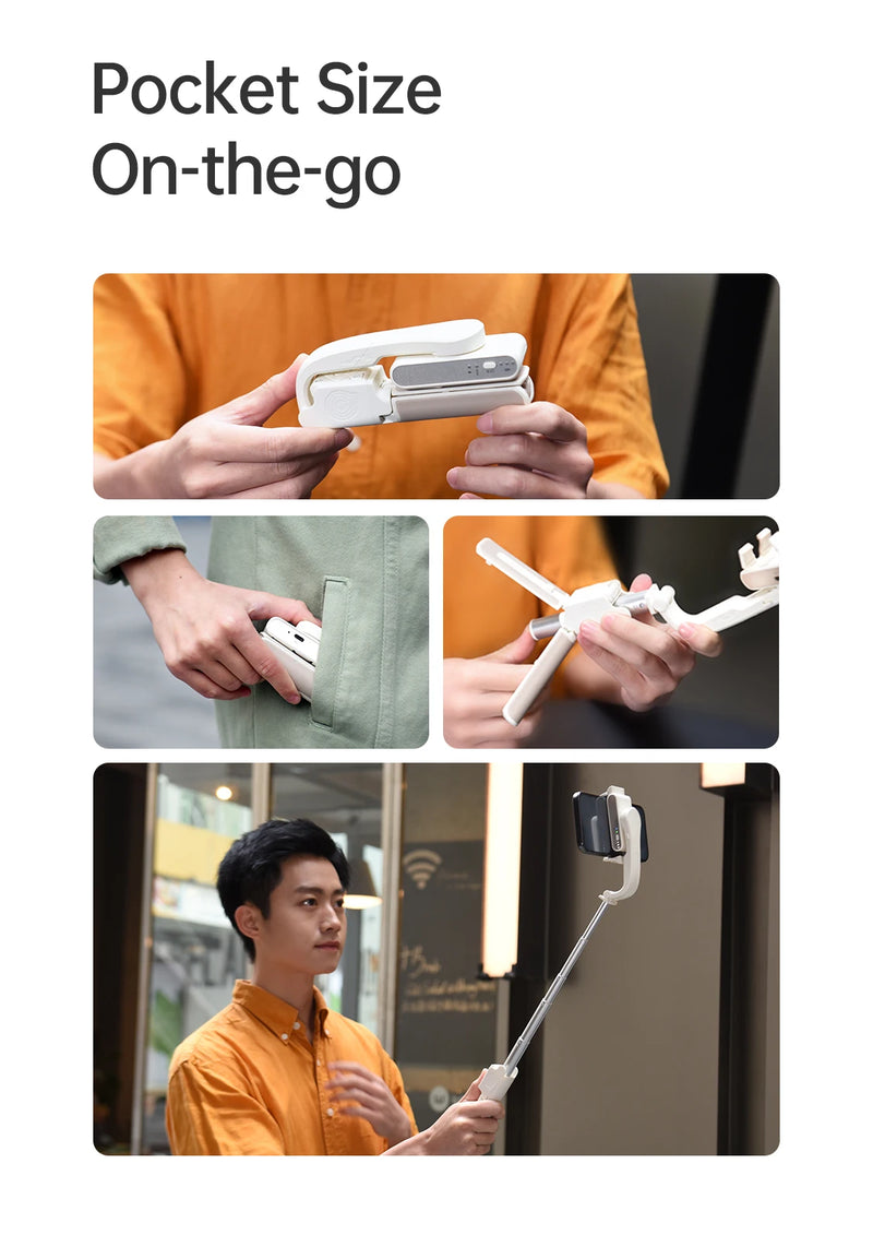 Estabilizador Gimbal Portátil Hohem iSteady Q para Celular, Haste Extensora, Tripé Ajustável com Controle Remoto para Smartphone