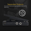 Pedal HOTONE Ammero Press 2 em 1 com controle passivo de volume e expressão (EXP) e entradas externas para outros dispositivos musicais.