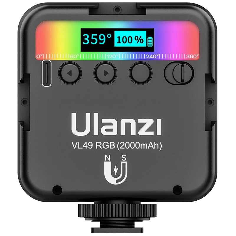 Ulanzi VL49 Mini RGB LED Luz de Vídeo 2700K-9000K Luz de Preenchimento para Câmera Iluminação de Fotografia Pocket Live Tiktok Vlog Lâmpada de Luz