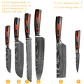 Chef knife 1-10 Pcs Set Kitchen Knives Laser Damascus Pattern Sharp Japanese Santoku Knife Cleaver Slicing Utility Knife