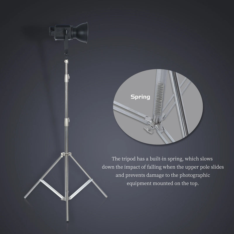 Tripé de pressão de ar de 290 cm com rolamento de 10 kg para câmera, suporte de luz de aço inoxidável para anel de luz, transmissão ao vivo no YouTube e fotografia, macio