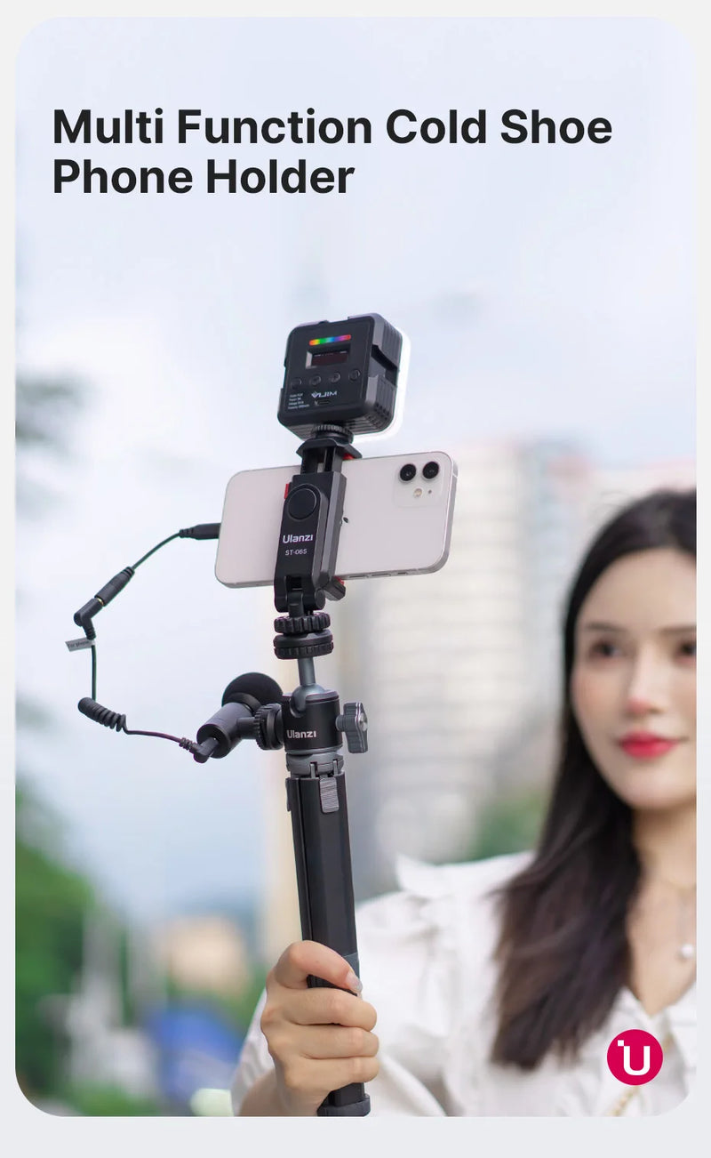 Suporte vertical para celular Ulanzi ST-06S para câmera DSLR, monitor, tripé, braçadeira para gravação de vlogs com smartphone