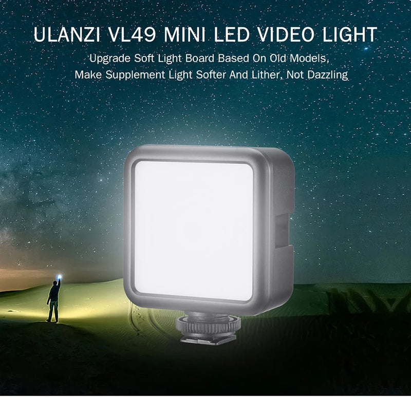 Mini Vlog VL49 LED, Luz de Preenchimento com 6W Branco 2000mAh 5500K Iluminação Zoom - para Fotográfica, Vídeo, Telefone, Selfie