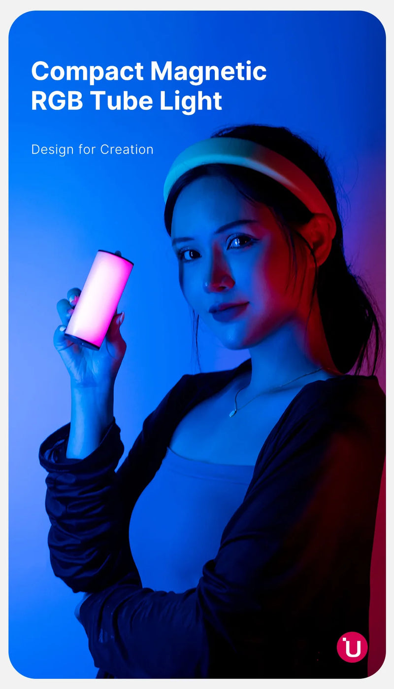Ulanzi i-Light VL119 RGB Bastão de luz portátil LED RGB 2500-9000K - Iluminação fotográfica Tubo magnético Luz para vídeo Vlog