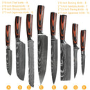 Chef knife 1-10 Pcs Set Kitchen Knives Laser Damascus Pattern Sharp Japanese Santoku Knife Cleaver Slicing Utility Knife