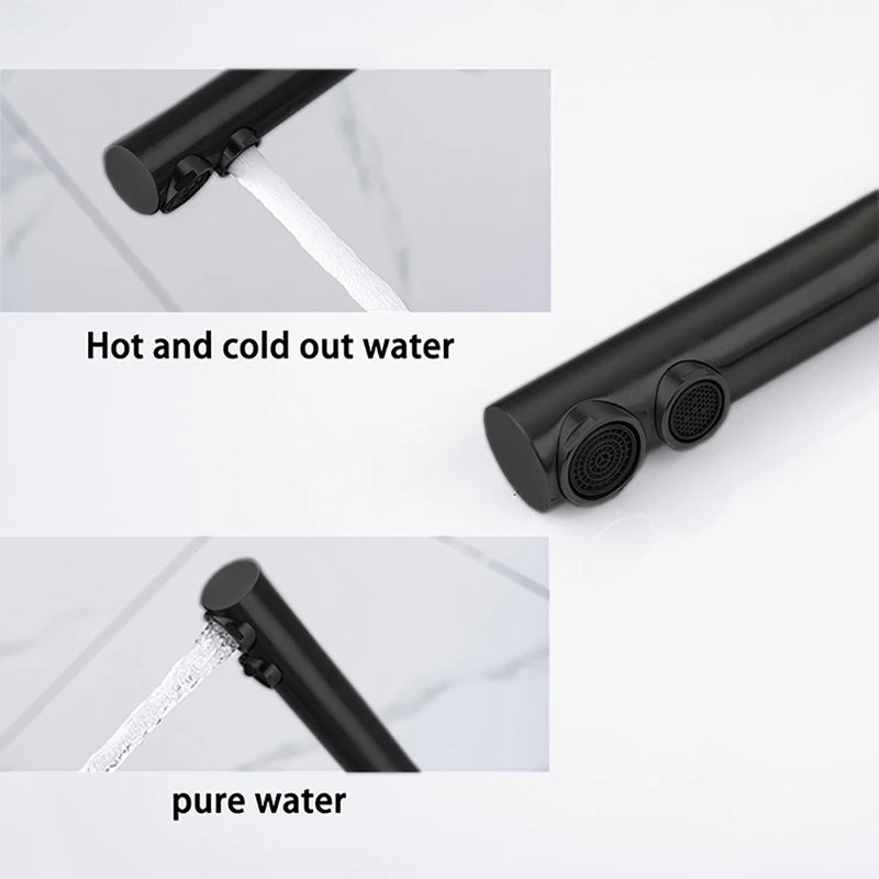 Torneira de cozinha preta com filtro de água Torneiras de cozinha Filtro de torneira Misturador Purificador de água Água potável Torneiras