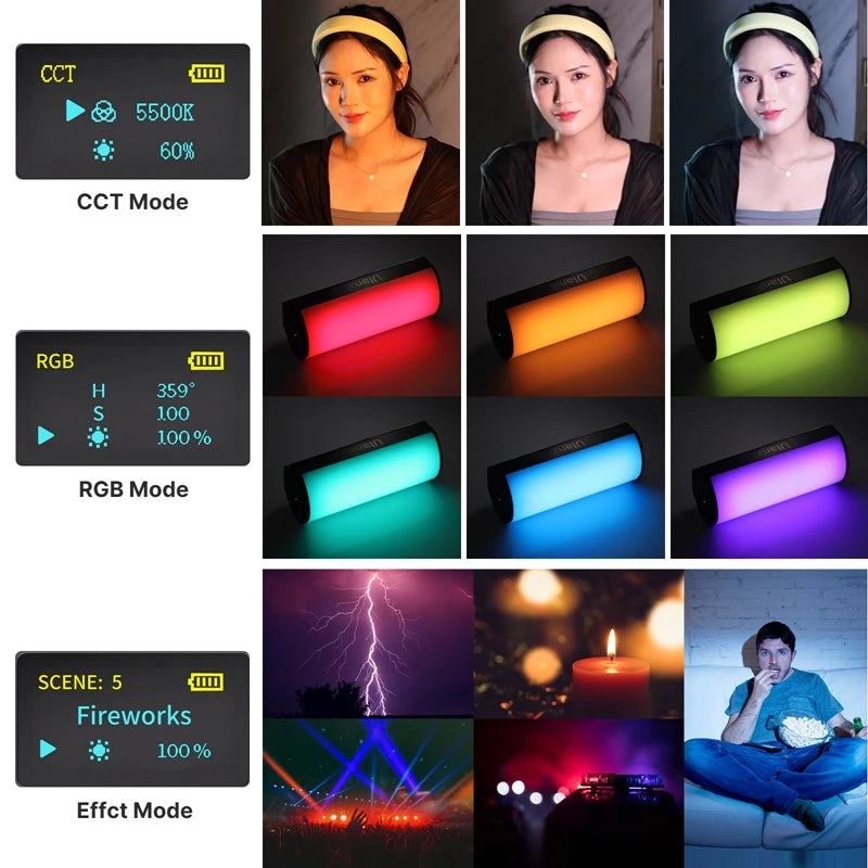 Ulanzi i-Light VL119 RGB Bastão de luz portátil LED RGB 2500-9000K - Iluminação fotográfica Tubo magnético Luz para vídeo Vlog