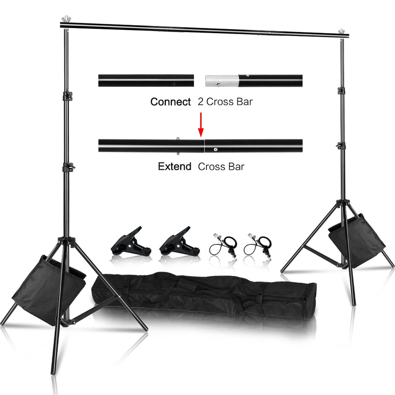 SH Fotografia Fundo Suporte de Fundo Kit de Suporte de Tela de Quadro com Estojo de Transporte para Estúdio de Fotografia e Vídeo de Musselina