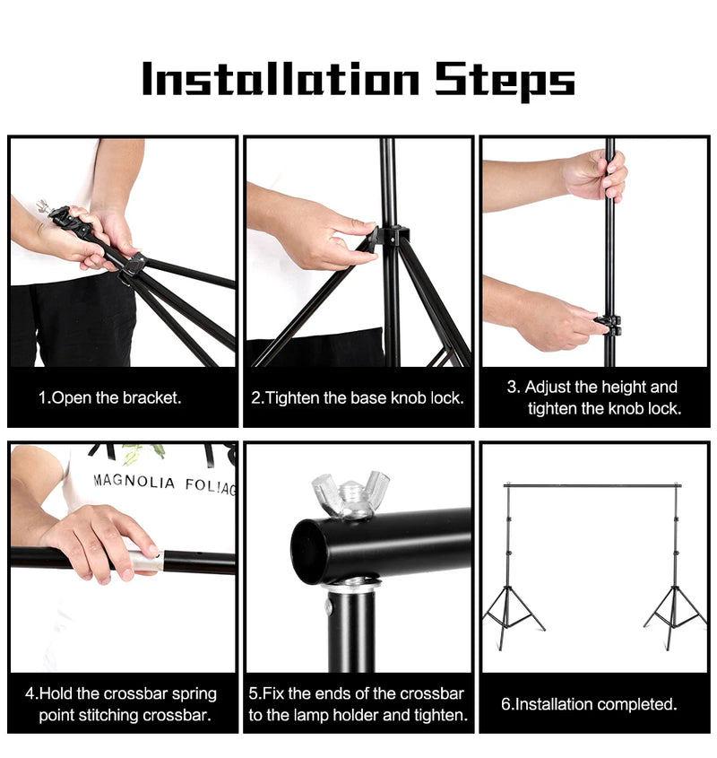 Suporte de fundo para estúdio de fotografia e vídeo, sistema de suporte de fundo telescópico ajustável com bolsa de transporte, 2,6 x 3 m/8,5 x 10 pés