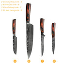 Chef knife 1-10 Pcs Set Kitchen Knives Laser Damascus Pattern Sharp Japanese Santoku Knife Cleaver Slicing Utility Knife