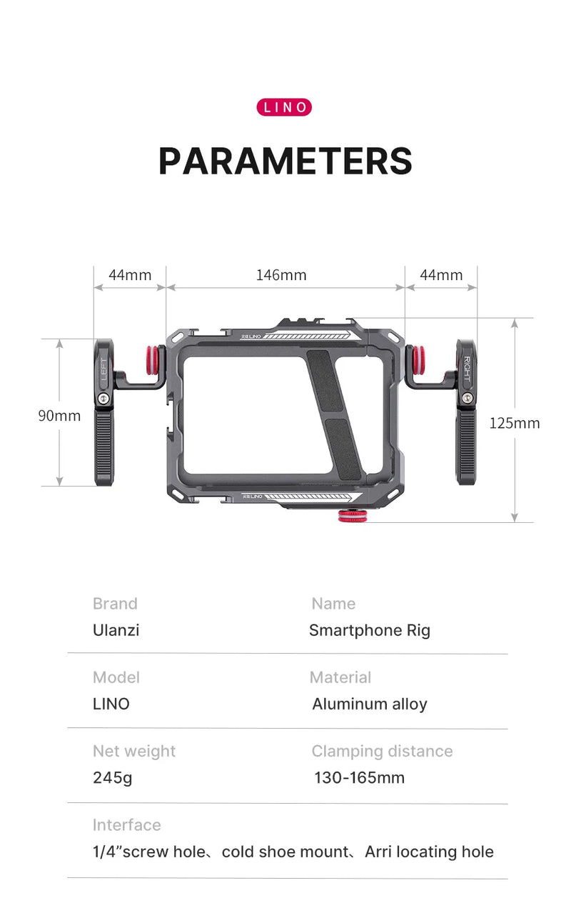 Suporte para celular Ulanzi Lino para vídeo e vlog, com alça para iPhone X de 5,4'' a 6,7'', 11, 12, 13, 14 Pro Max, Android, fotografia