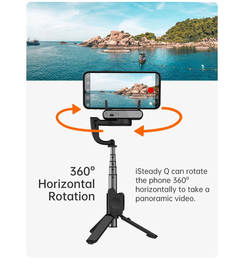 Estabilizador Gimbal Portátil Hohem iSteady Q para Celular, Haste Extensora, Tripé Ajustável com Controle Remoto para Smartphone