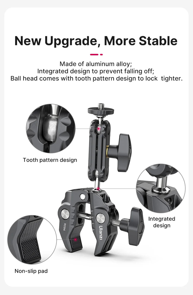 Ulanzi MA30 Tripé para celular com mosquetão, suporte magnético de dupla face para vídeo, luz, vlog, transmissão ao vivo, viagens ao ar livre