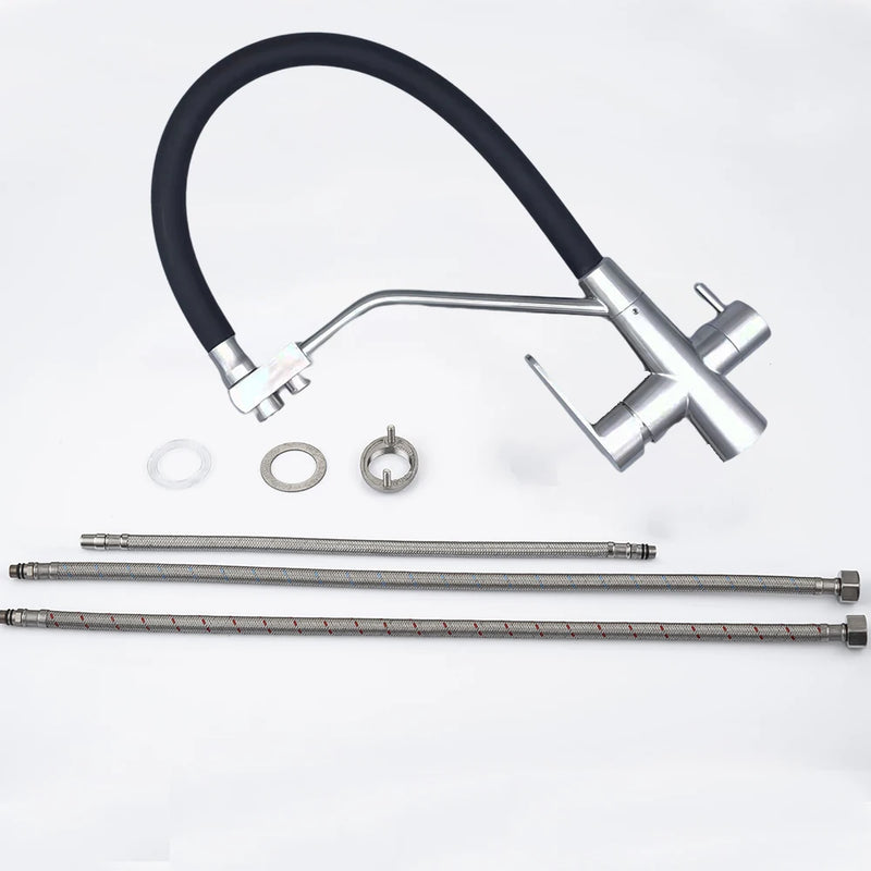 Torneira de cozinha preta com filtro de água Torneiras de cozinha Filtro de torneira Misturador Purificador de água Água potável Torneiras