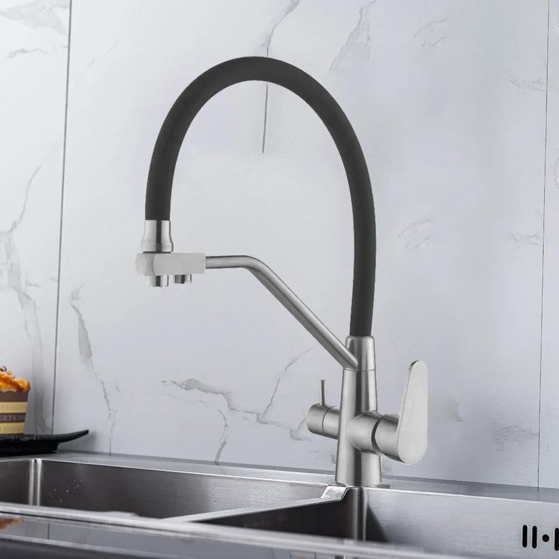 Torneira de cozinha preta com filtro de água Torneiras de cozinha Filtro de torneira Misturador Purificador de água Água potável Torneiras