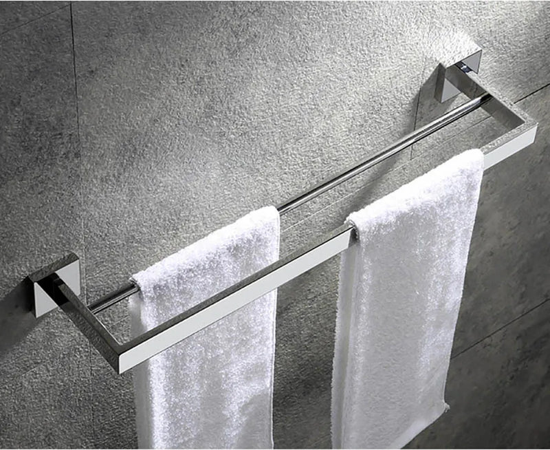 Suporte de toalha quadrado duplo de aço inoxidável para parede, acessórios para banheiro, dourado escovado/escovado/espelhado/preto