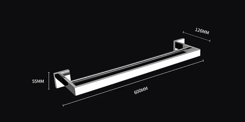 Suporte de toalha quadrado duplo de aço inoxidável para parede, acessórios para banheiro, dourado escovado/escovado/espelhado/preto